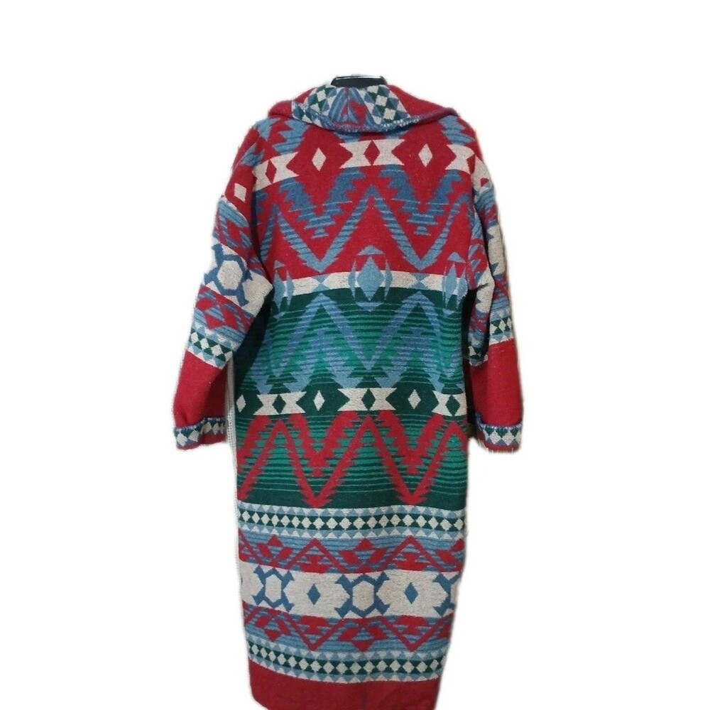 Vintage Circle T Blanket Coat Wool Blend Multi Southwestern Aztec Women Small - Picture 12 of 12